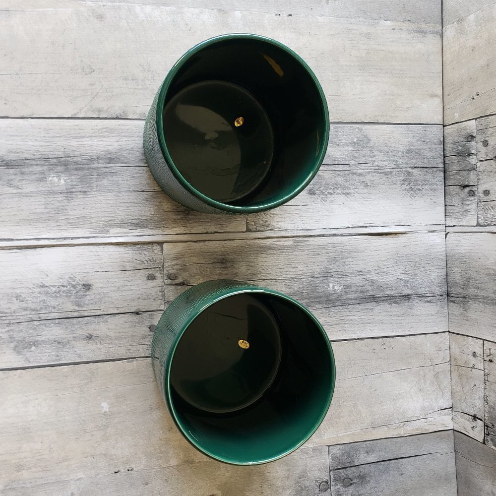 Ceramic Green Plant Containers with Dot Pattern (set of 2) - Picture 2 of 4